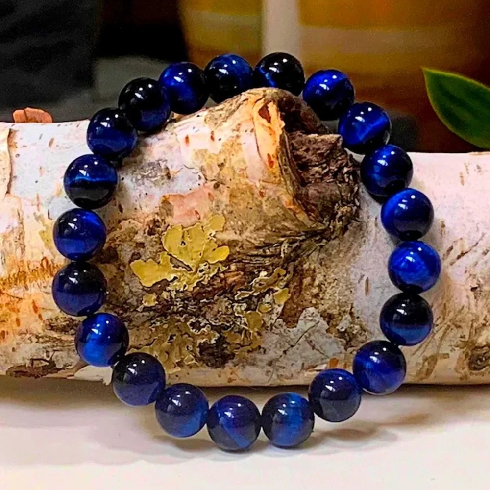 🆕New Blue Tiger’s Eye 8mm Healing Gemstone Bracelet - Picture 1 of 3
